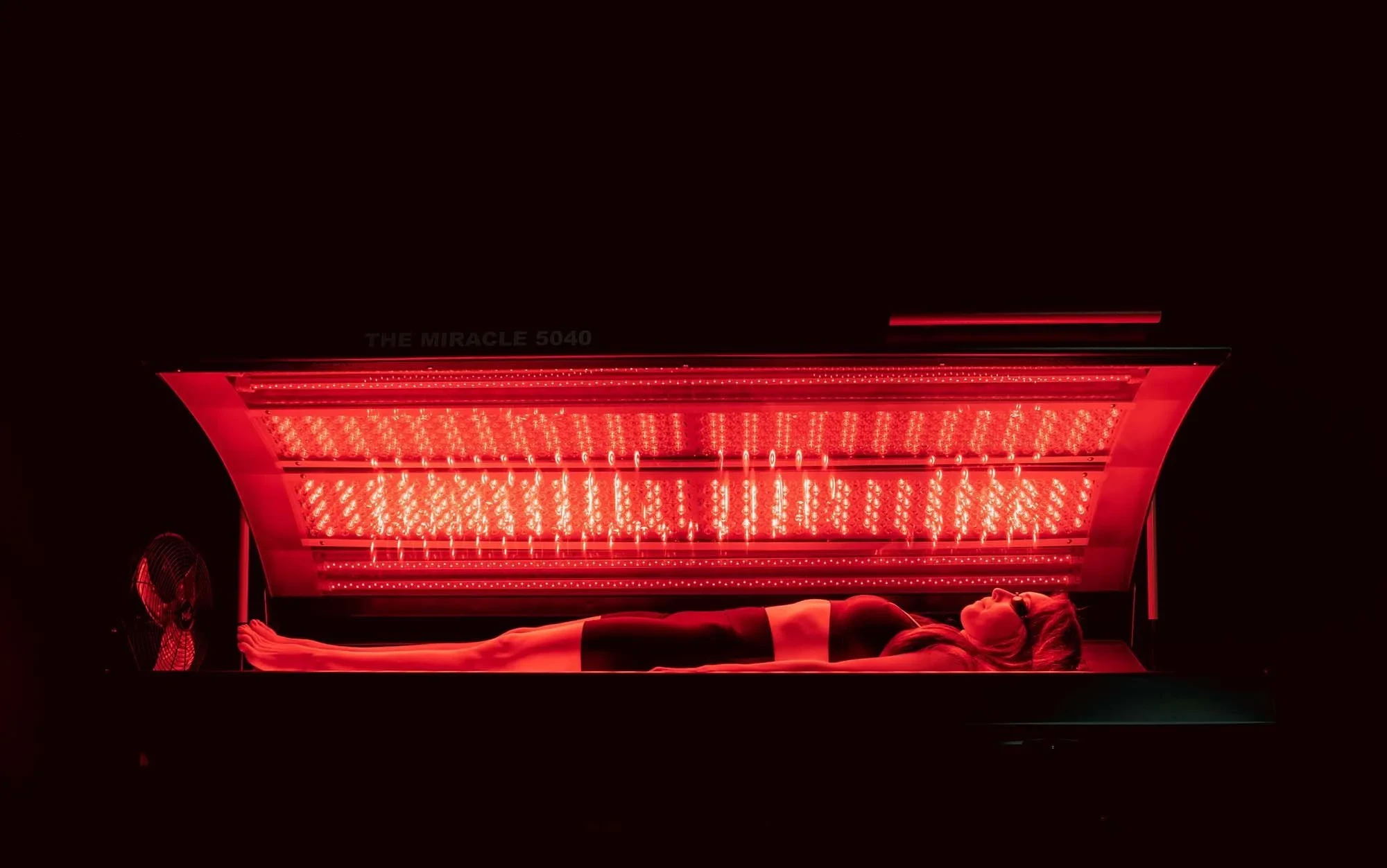 Red light therapy session at PilatesLand featuring the Big Miracle 7200