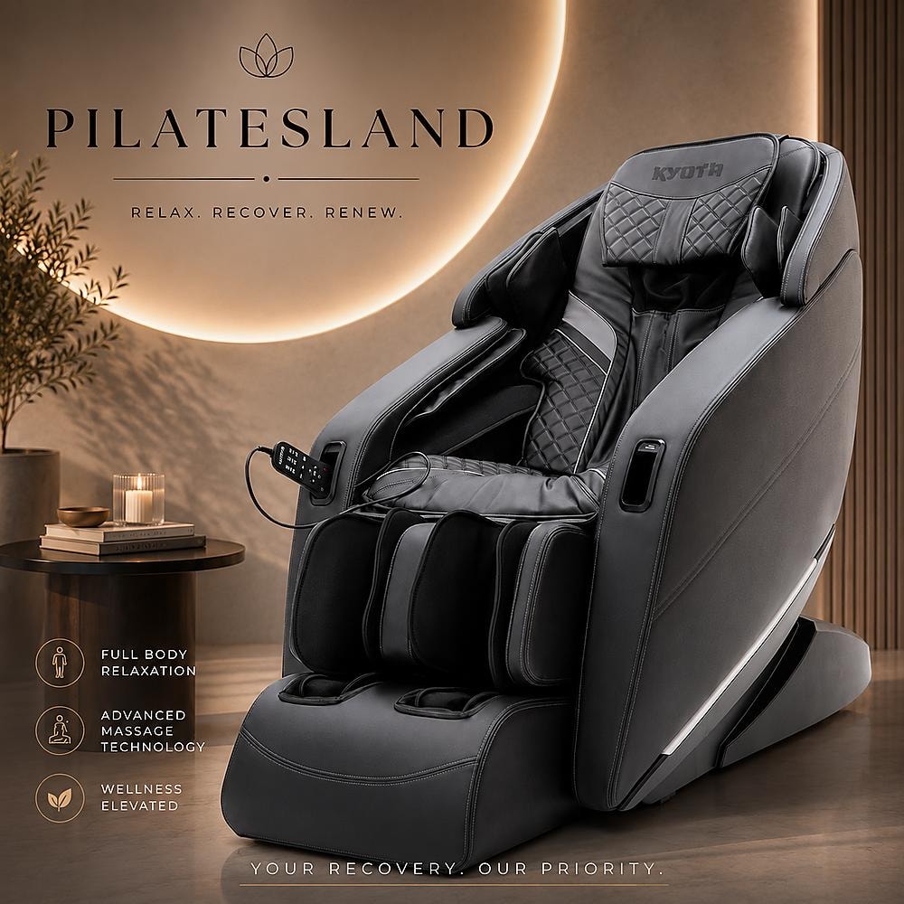 Luxury Kyota massage chair at PilatesLand — Relax. Recover. Renew.